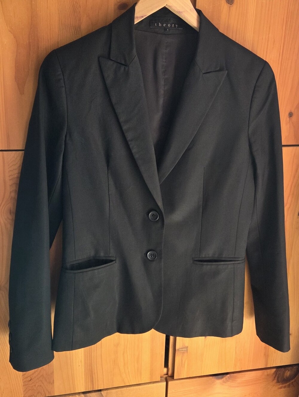 Theory Women's Black Wool 2 Button Blazer Size 4